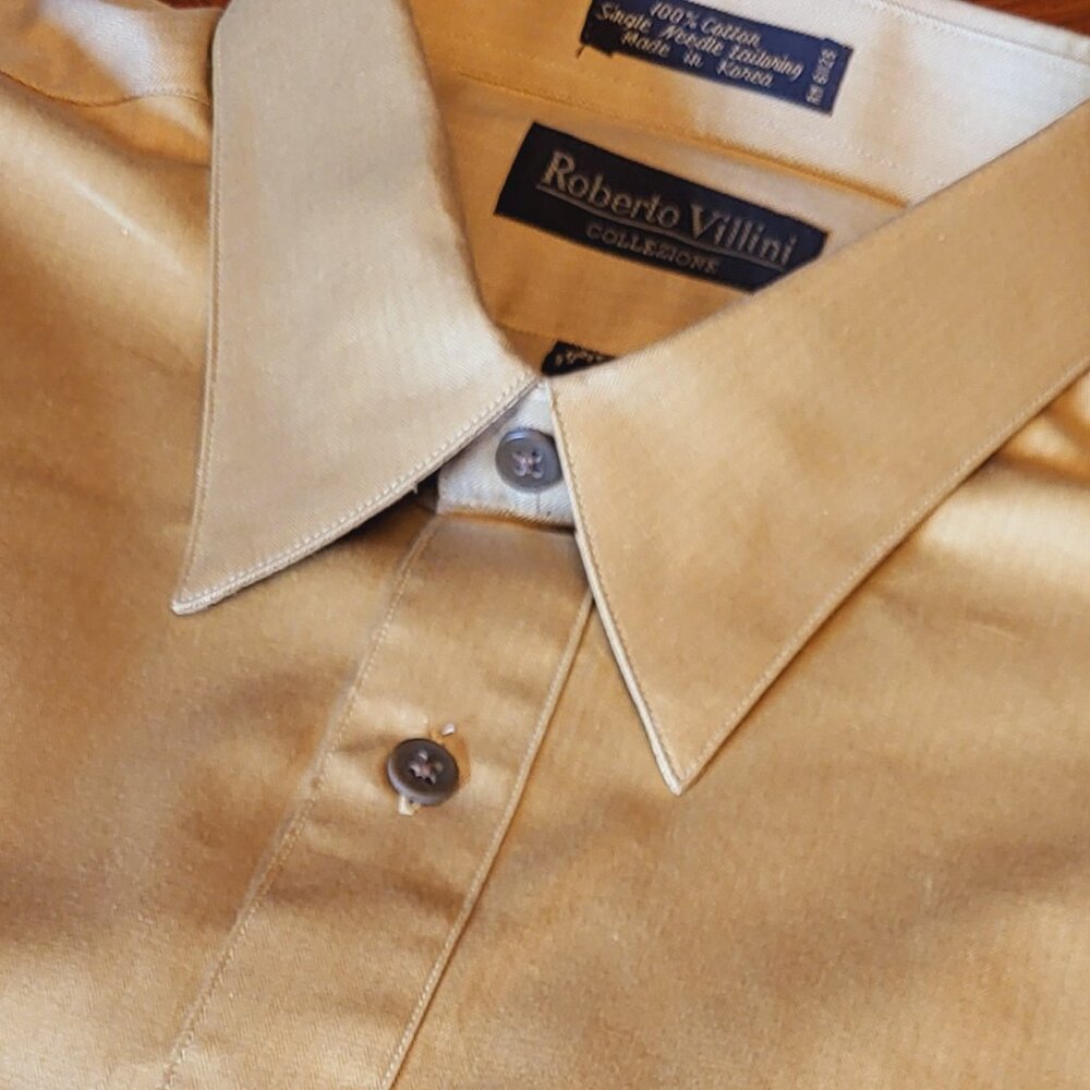 Roberto Villini ~ Sz 34/35 - 16.5 ~ Herringbone Long Sleeve Button Up ~ NWT